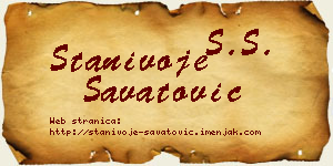 Stanivoje Savatović vizit kartica